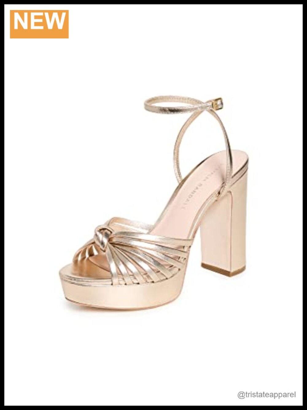 Loeffler Randall Leather Knot Platform Sandals Open Toe Ankle Strap Evening